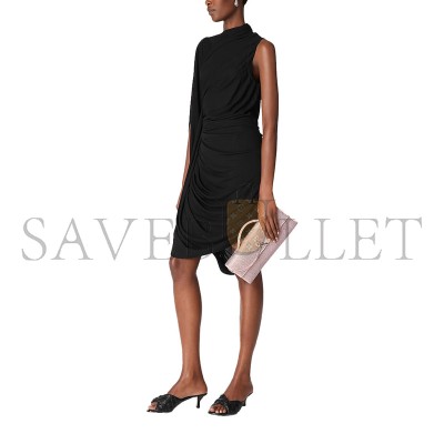 BOTTEGA VENETA LEATHER CRYSTAL-EMBELLISHED ANDIAMO CLUTCH BAG 844124  (33*13*3cm)